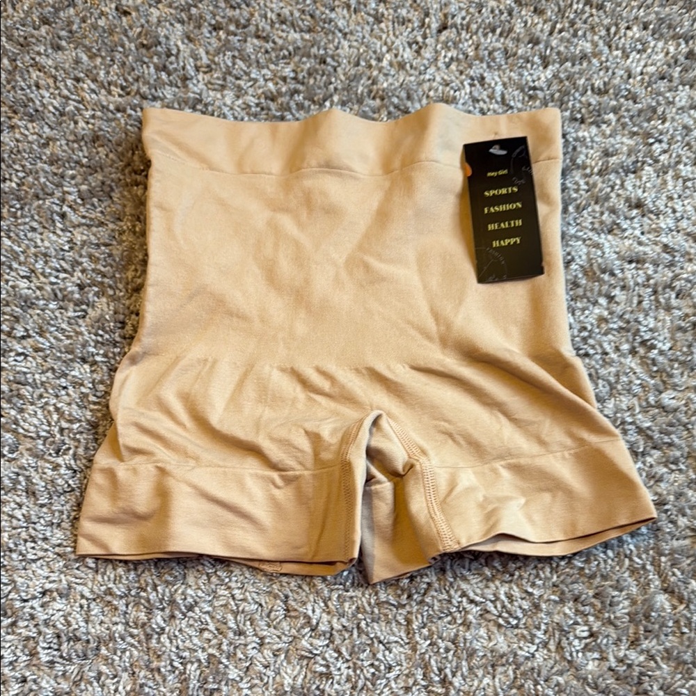 High-Waisted Tan Shapewear Shorts